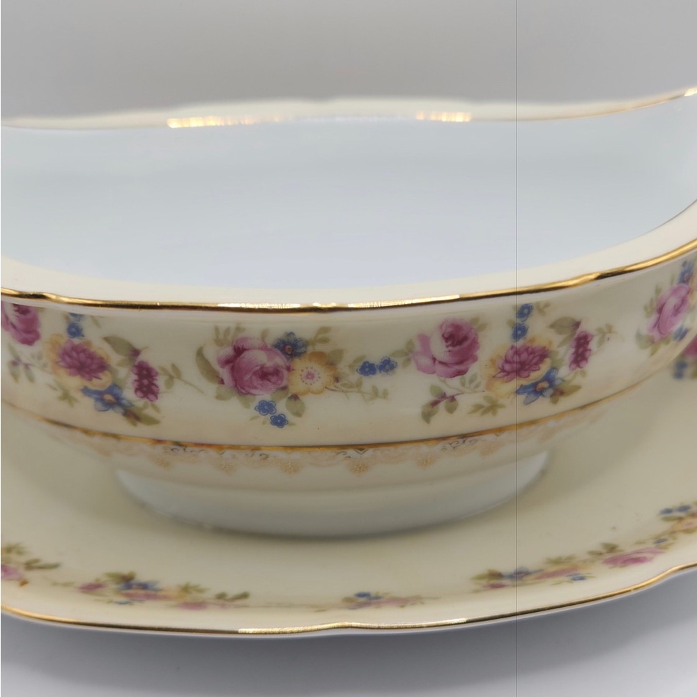 Vintage 1950’s China Gravy Boat Attached Plate Occupied Japan Hostess - Picture 5 of 6